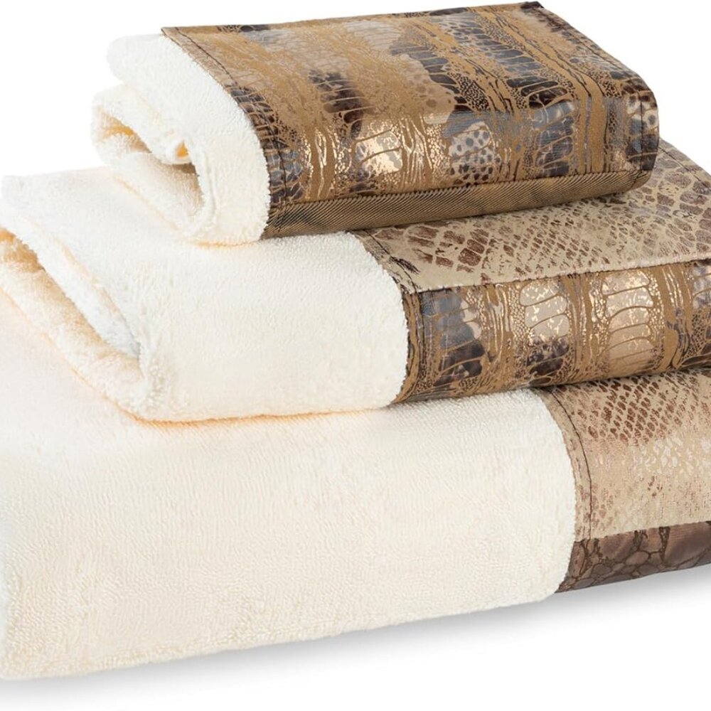 Zambia Animal Print Bathroom Towel Set 3 Piece Towel Bath Towel, Hand Towel and